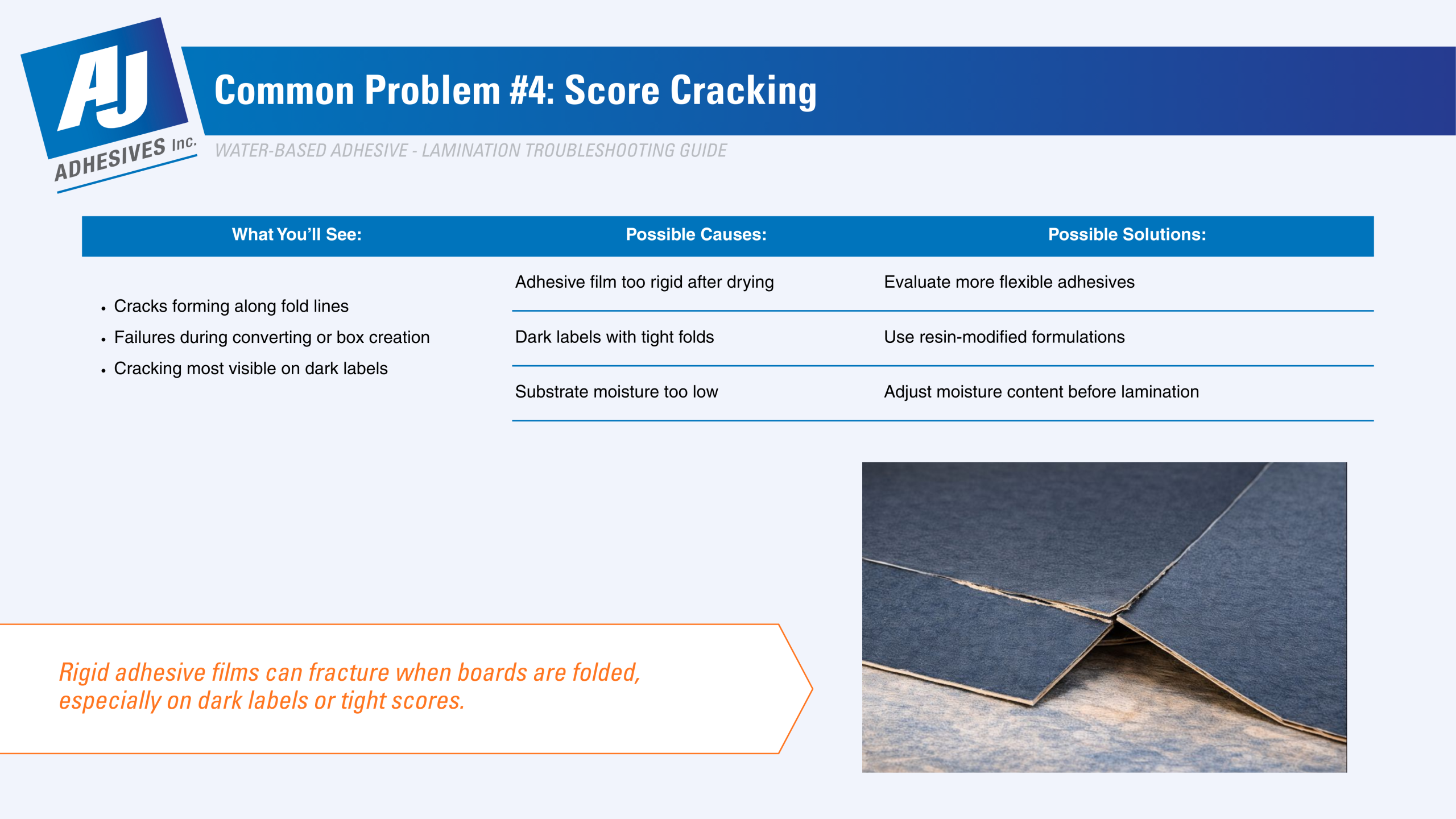 Water-Based Adhesive Troubleshooting Guide for Lamination Applications: Score Cracking