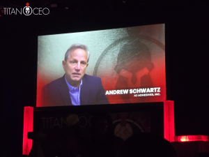 Titan 100 Event 3 | AJ Adhesives Andy Schwartz on the presentation screen at the St. Louis Titan 100 Event.